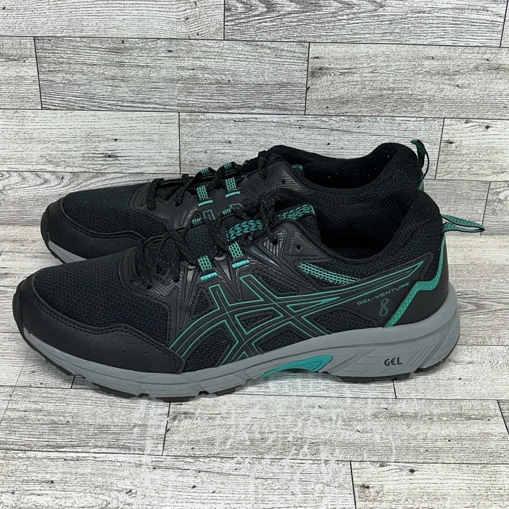 Asics Gel Venture 8 1012B230 Black Green Running Shoes‎ Women Size 9.5